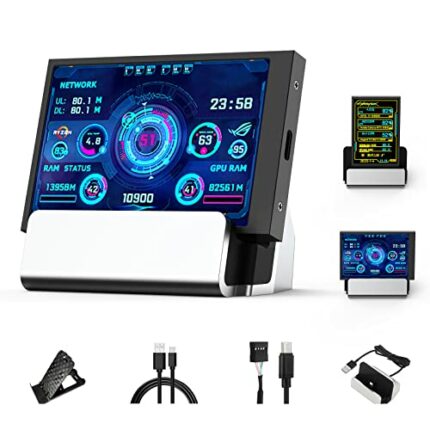 Sikai 3.5 inch Mini Screen PC Parts,IPS Screen/USB-c Port,PC Temperature Display AIDA64, Compatible with Windows System PC Sensor Panel Display C