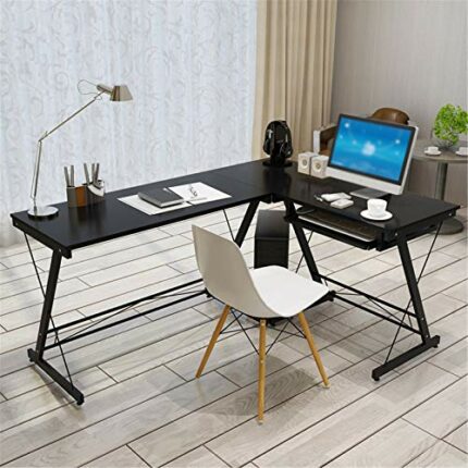 Corner Desk Office Desk, L-Shaped Work Desk Large Computer Desk PC Laptop Study Gaming Table Workstation for Home Office,B