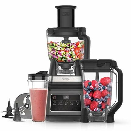 Ninja 3-in-1 Food Processor & Blender with 5 Automatic Programs: Blend, Max Blend, Chop, Mix, Puree, 1.8L Bowl, 2.1L Jug, 700ml Cup, 1200W, Dishw