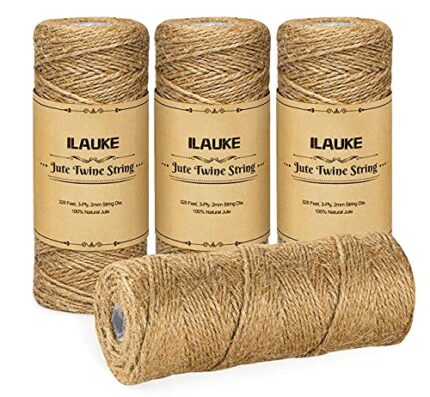 ilauke Jute Twine, Total 1300 Feet Natural Christmas Jute String, 2mm 3 Ply Art Craft Garden Twine Jute Rope for Floristry, DIY Gift Packing, Gar