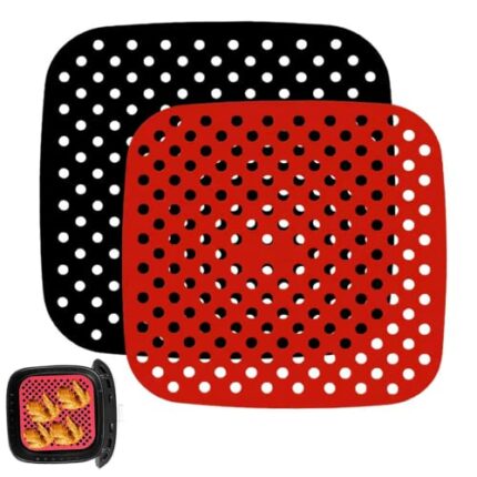 8.5 inch Silicone Air Fryer Liners - Non-Stick, 2Pack Reusable Air Fryer Mat Easy Clean Air Fryer Accessories - Resistant Heat Easy to Clean Stea