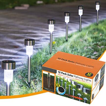 Orgrul Garden Solar Lights for Outdoor, 12 Pack with Upgraded Solar Panel, Stake Lights for Walkway, Patio, Yard, Lawn, Driveway, IP65 Waterproof