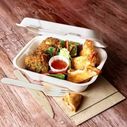 Vegware Biodegradable Sugarcane Clamshell Takeaway Box 7 x 5inch Pack of 50