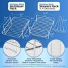 2PCS Air Fryer Double Layer Grilling Rack with 4 Skewers, Multi-purpose Dual Air Fryer Accessories, Stainless Steel for Barbecue, Roasting Oven (