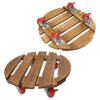 2 Pack Plant Caddy Wooden 30 CM Plant Stand with Wheels Heavy Duty 150KG Capacity, Rolling Plant Stand Round Potted Dolly Rollers Cart with Metal