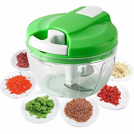 Multi-Function Manual Food Chopper,Manual Food Processor Vegetable Chopper, Portable Hand Pull String Garlic Mincer Onion Cutter for Veggies, Gin
