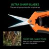 2 Pack Professional Pruning Shears, Trimming Scissors - Straight Tip, Gardening Hand Pruner Pruning Shear Stainless Steel Blades with Spring-Load