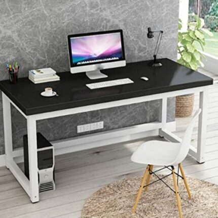 WALNUT 110 x 60cm Office Desk Computer Table Laptop Metal Steel Frame Easy Assemable Home Office Workstation (Color : B)