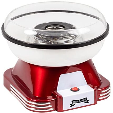 Gadgy Candy Floss Maker | Retro Cotton Candy Machine | Suitable for Sugar or Candies | Including Candlyfloss Sticks | 500W Red/White