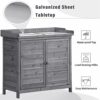 WALNUT Outdoor 39" Potting Bench Table, Workstation Storage Cabinet Garden Shed With 2-Tier Shelves And Side Hook, Tool