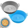 ZHONYEE 2 Pack Round Air Fryer Silicone Liners, Reusable Heat-Resistant and Food Safe Air Fryer Accessories, Easy Cleaning, Top 7.8 Inch Bottom 6