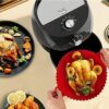 2pcs Air Fryer Basket Silicone, Silicone Air Fryer Liners, Silicone Pot Silicone Pans, Silicone Pot Square Liner Reusable for 3-5 Quart Air Fryer