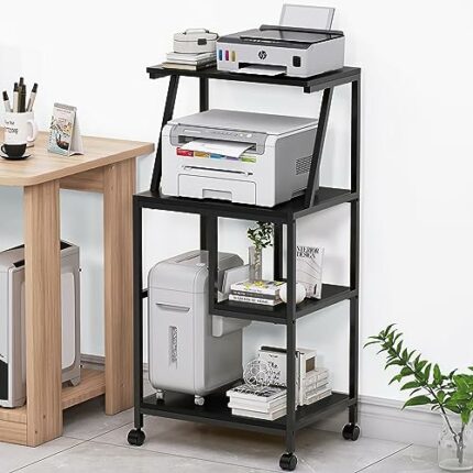 UROSULO Printer Stand, Large Printer Stand with Storage, 4-Tier high Printer cart with Wheels, Rollable Printer Table for Home Office Storage, ma