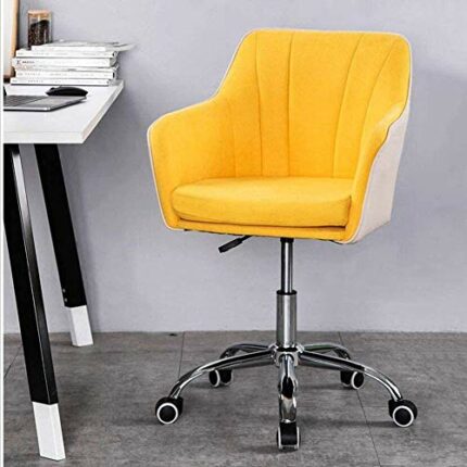 WLABCD Chairs Swivel Adjustable Height Comfy Fabric with Chrome Base Desk,Computer Home Office Furniture Chairs/Yellow/As Shown