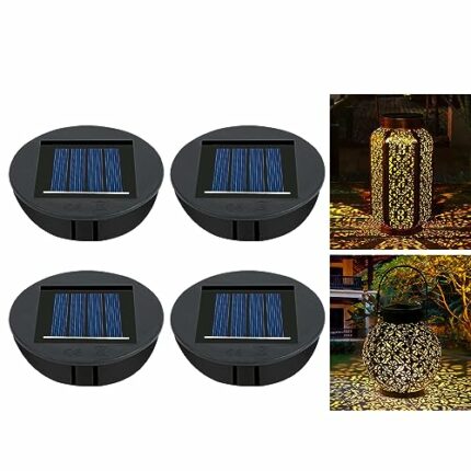 Flintronic Solar Lights Replacement Top LED Solar Panel, 4 PCS Lantern Lid Lights Bulb Replacement Part, Solar Panel for Outdoor Hanging Lanterns