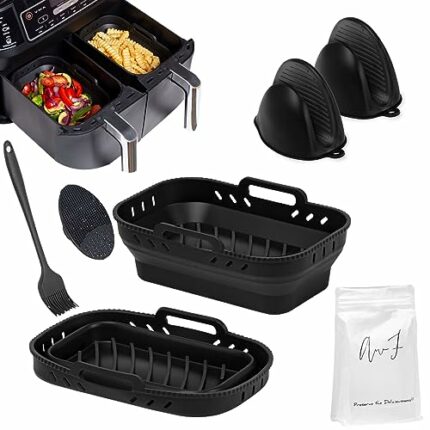Awf™ 7PCS Air Fryer Accessories for Ninja Air Fryer Dual AF300, Silicone Tray for air Fryer, air Fryer Silicone Liners Reusable, Silicone Air Fry