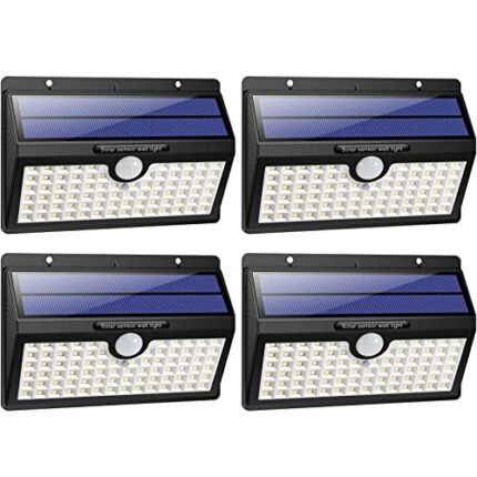 HETP Solar Lights Outdoor, 【4 Pack】 78 LED Solar Motion Sensor Security Lights - Solar Powered Lights Waterproof Wireless Wall Lights Solar Lamps