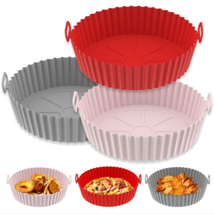 ACE Silicone Air Fryer Liners – 2-Pack 3QT-5QT Round Air Fryer Silicone Liners – Food-Grade Silicone Liners – Non-Sticky Heat-Resistant Reusable