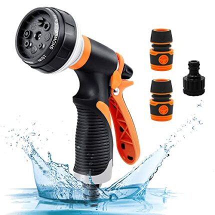 Garden Hose Pipe Spray Gun - High Pressure Anti-Leaking Hose Gun,8 Adjustable Patterns Garden Hose Nozzle Sprayer with Built-in Lock for Cleaning