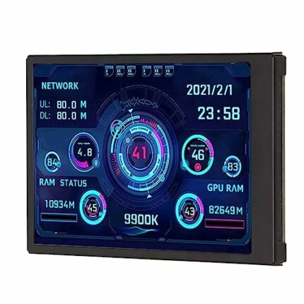 Heayzoki 3.5in IPS USB Mini Screen, Pc Temp Monitor, CPU RAM HDD Data Temperature Display, 360 Degree Rotation Type C Sub Screen for Computer Cas