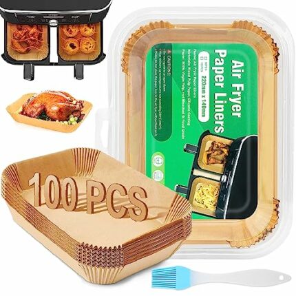 Air Fryer Liners for Ninja Dual, 100PCS Disposable Air Fryer Parchment Paper Liners, Air Fryer AF300UK AF400UK Accessories,Compatible with Ninja,