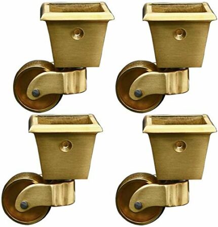 GTYT 3 Nch Vintage Copper Casters Heavy Duty Antique Wheels With Square Cup Furniture Piano Casters Universal Swivel Retro For Sofa Dining Table