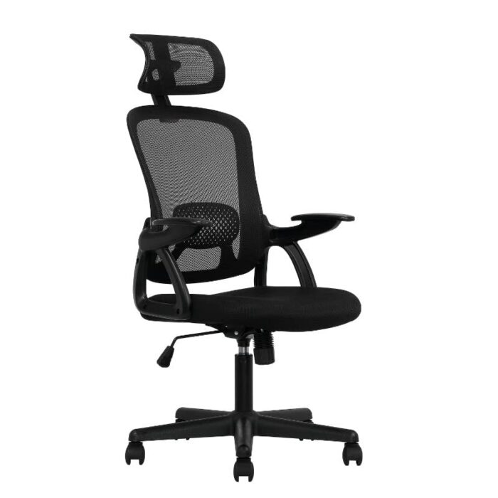 ZCMEB Mainstays Ergonomic Office Chair With Adjustable Headrest, Black Fabric, 275lb Capacity