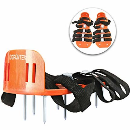 GRÜNTEK Lawn Aerator Shoes | Garden Grass Aerator Spiked Sandals | 4 Secure Adjustable Straps | Universal Size for all Shoes or Boots