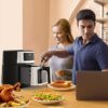Symdral Air Fryers, 1500W Compact Fryer with 8 Presets, Max 200℃ Setting 5L Digital Oven Rapid Circulation, Display,Viewing Window,Nonstick & Dis