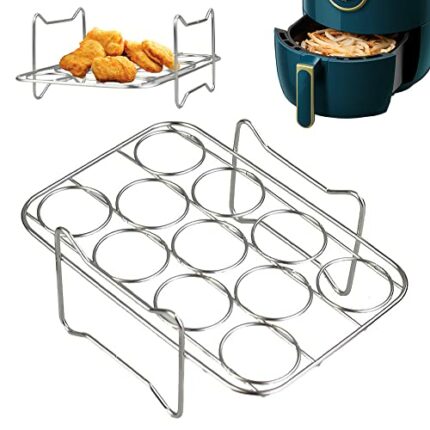CJBIN Stainless Egg Rack for Ninja Dual Air Fryer, Egg Holders Kitchen Compatible with Ninja DZ201/DZ401 Foodi Air Fryer, Stainless Steel Egg Ste