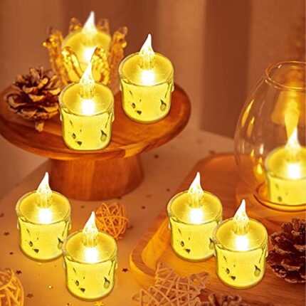 FANSIR LED Tea Lights Candles 24 Pack Flameless Led Tealights Battery Operated Realistic Flickering Electric Fake Candles Decoration for Party We