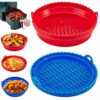 2Pcs Air Fryer Silicone Liner, 7.5 Inch Collapsible Air Fryer Silicone Pot, Reusable Food Grade Silicone Air Fryer Liners Accessories for Oven, M