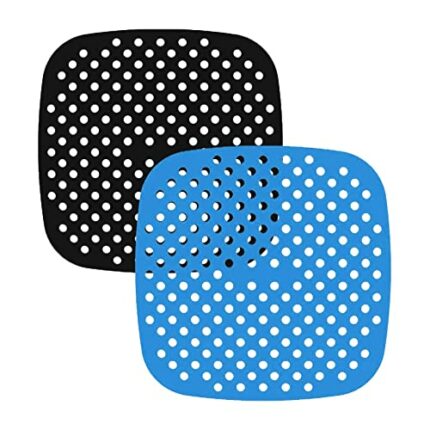 Silicone Air Fryer Liners 2 PCS Reusable Square Air Fryer Mats 8.4inch Non-Stick Air Fryer Accessories for Air Fryer and Steaming Basket