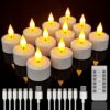 Ymenow Rechargeable Tea Lights Candles with Remote Control Timer, 6pcs Electric Battery Operated Tealight Candles Flickering with USB Charging Ca