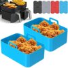 2Pcs Silicone Pot for Ninjas Dual Air Fryer Reusable Non Stick Air Fryer Liner Heat Resistant Air Fryer Basket with 4 Air Fryer Mats Rectangle Ba
