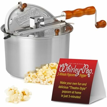 Original Whirley Pop Popcorn Maker - Wabash Valley Farms Gourmet Popcorn Popper, Aluminum Popcorn Pot With Nylon Gears, 3-Minute Stove Top Nostal