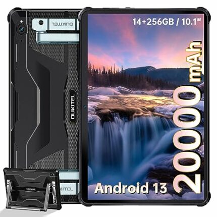 OUKITEL RT6 Rugged Tablet, Android 13 Tablet, 10.1-inch Rugged Tablet 14GB+256GB (TF 1TB), 20000mAh, 16M+16M Pixel Camera, IP68 Waterproof Tablet