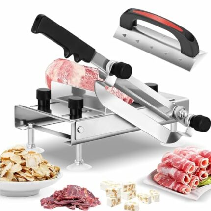 BAOSHISHAN Frozen Meat Slicer Manual Meat Slicers Stainless Steel Ginseng Cutter for Home Use Beef Mutton Roll Bacon Cheese Nougat Deli Shabu Sha