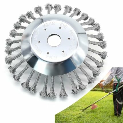 8" Grass Trimmer Cutter Head, Solid Steel Trimmer Wire Brush Head Garden Lawn Mower Wheel Weed Razors for Brush Cutter Attachment Replacement