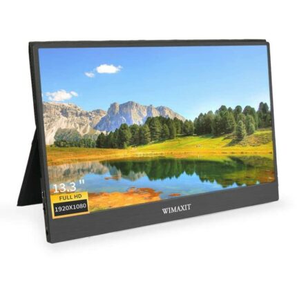 WIMAXIT 13.3 Inch Portable Monitor, 100% sRGB High Color Gamut Eye-care 1920×1080P FHD Type-C Screen with Dual Mini HDMI, Built-in Speaker for La