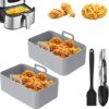 2PCS Silicone Air Fryer Liners for Ninjas Dual Air Fryer, Double Silicone Pot for Ninja Dual Air Fryer Reusable Silicone Air Fryer Liner Air Frye