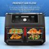 2PCS Air Fryer Double Layer Grilling Rack with 4 Skewers, Multi-purpose Dual Air Fryer Accessories, Stainless Steel for Barbecue, Roasting Oven (