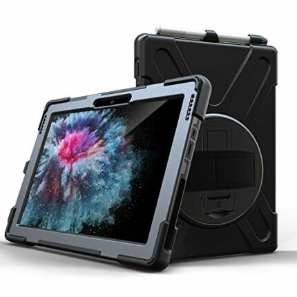 JZ 360 Degrees Kickstand Case Cover Compatible with Microsoft Surface Go 10.0 inch Stand Case with Wrist Strap,Shoulder Strap and Pencil Holder -