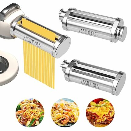 Assiduous Pasta Attachment for Kenwood Food Processors, 3-in-1 Pasta Roller Attachment, Stainless Steel Pasta Attachment for Kenwood, with Pasta