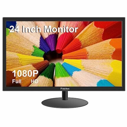 Pisichen PC Monitor, 24 Inch FHD 1080P LED Desktop Monitor, HDMI & VGA Ports, 75Hz, 3ms Response Time, Business Computer Monitor for PC Laptop, B