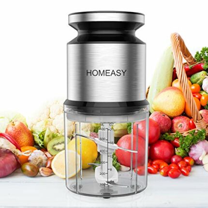 Mini Meat Grinder, Homeasy Mini Food Processor Food Grinder 600ml Stainless Steel Small Chopper for Salad, Sauces, Vegetables, Meat, Fruits and N