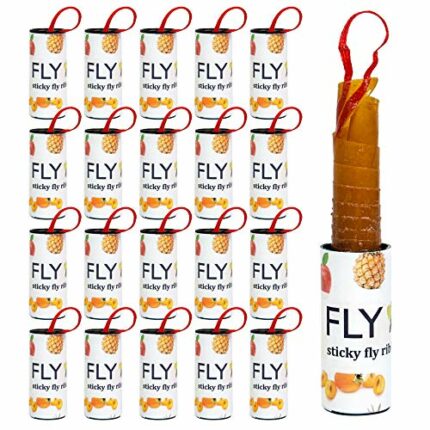 20 Pack Fly Traps Paper Fruit Fly Sticky Rolls With Strong Adhesive, Fly Catcher Ribbon Environmentally Friendly for Indoor and Outdoor