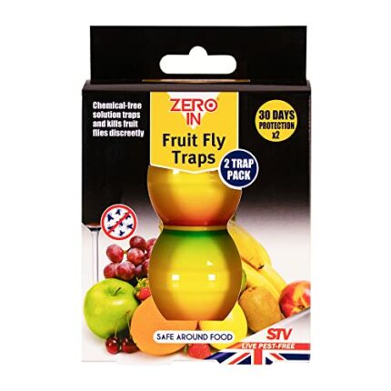 Zero In Ready-Baited Fruit Fly Trap - Twinpack. Apple-Shaped, Non-Toxic, Insect Trap to Attract and Trap Bugs, Suitable for Kitchen Counters, Las