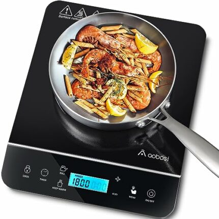 Aobosi Single Induction Hob,Induction Cooker,Induction Hot Plate with 10 Power Levels Setting from 200W to 2000W,Automatic-control Function,4H Ti