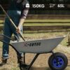 X-COTEC Wheelbarrows, Heavy Duty Garden Wheelbarrows with 2 Inner Tube, Strong Large Transport Trolley Handcart Wheel Barrow, Silver